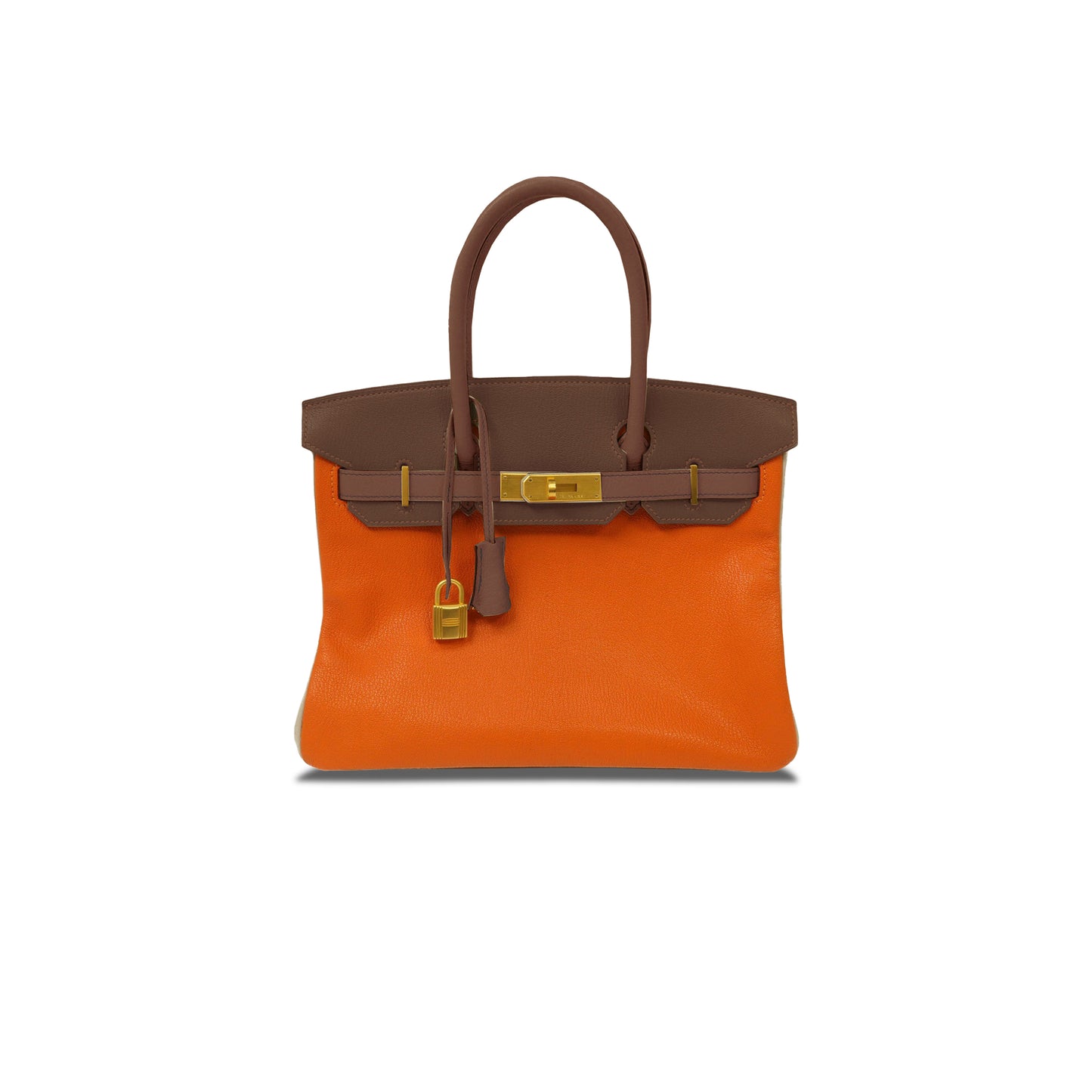 H**mes birkin 25 togo leather flame orange chocolate silver buckle bag h028365cc16 (25*20*13cm)