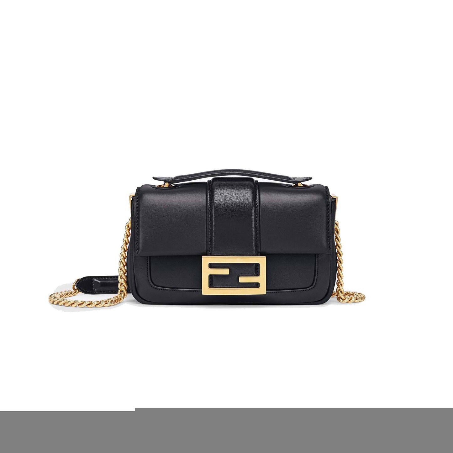 F**di mini baguette chain - black nappa leather bag 8bs045acnxf15zw (19*11.5*4cm)