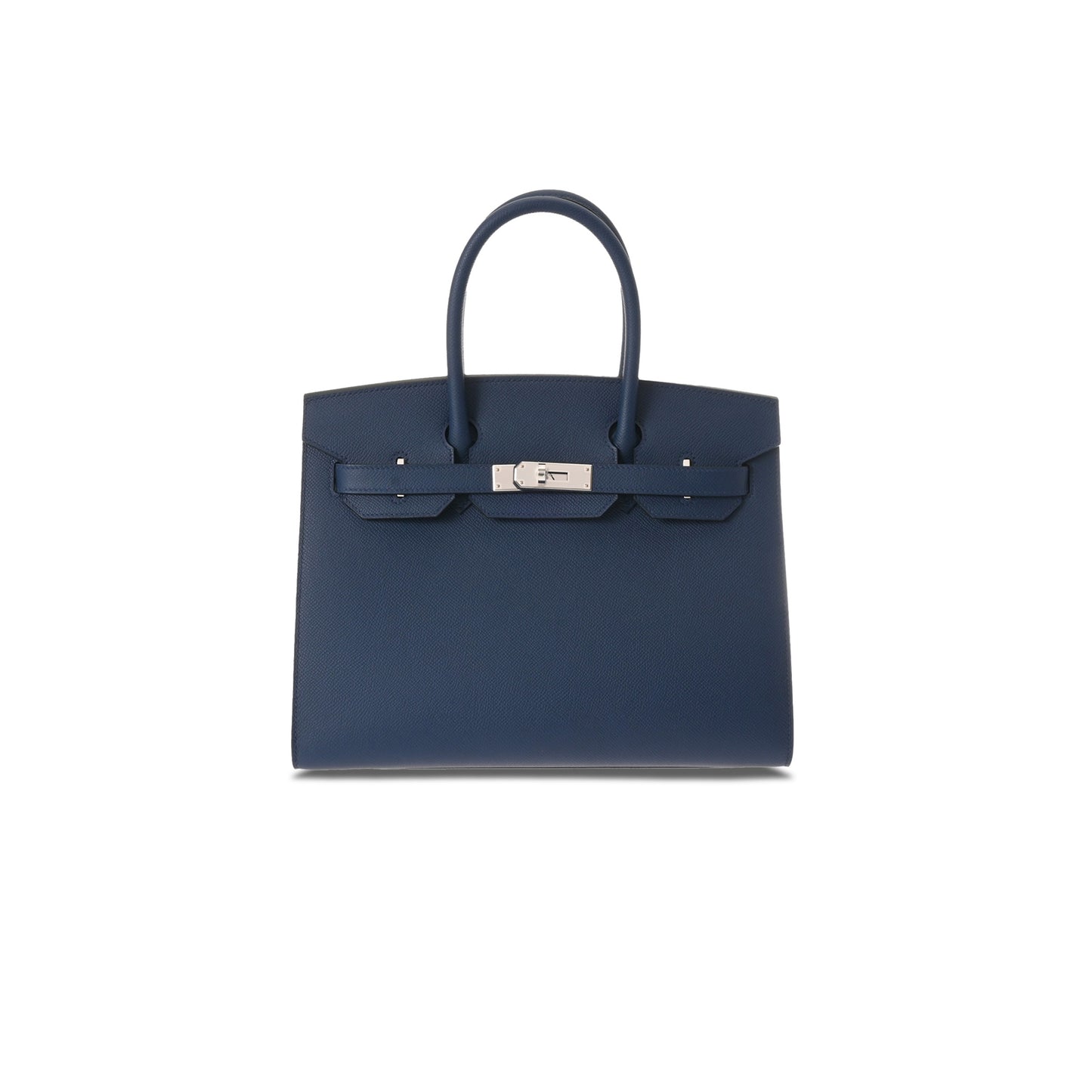 H**mes master birkin 30 epsom leather duck blue silver buckle platinum bag 614760 (30*23*15cm)