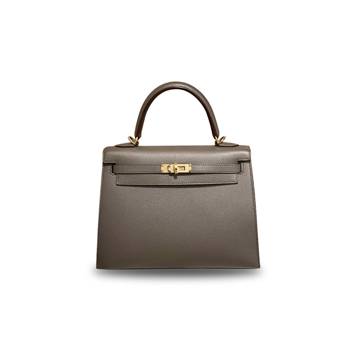 H**mes kelly 25 epsom leather pewter gray gold buckle (25*17*7cm)