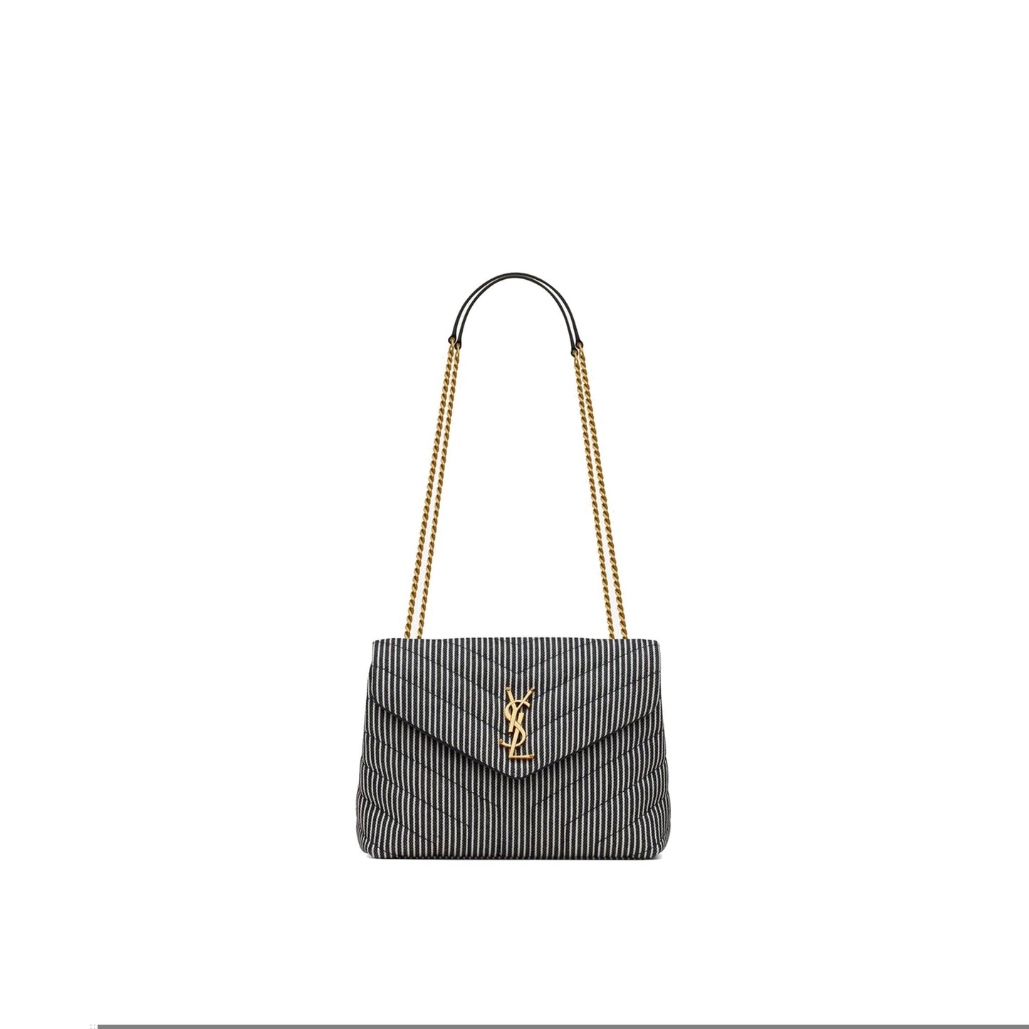 Y*L loulou small chain bag in quilted striped denim 494699faa7g4165 (23*17*9cm)