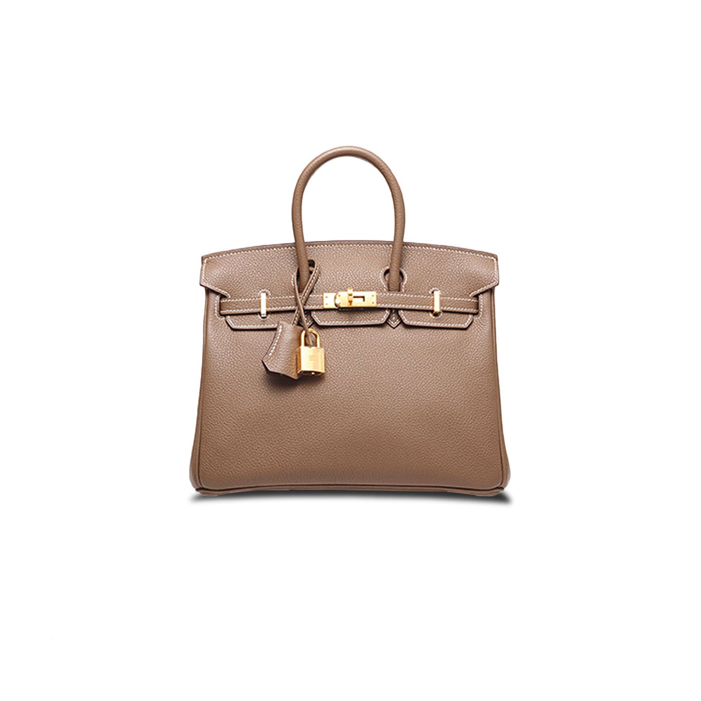 H**mes birkin 25 epsom leather milk tea gold buckle handbag 631655 (25*20*13cm)