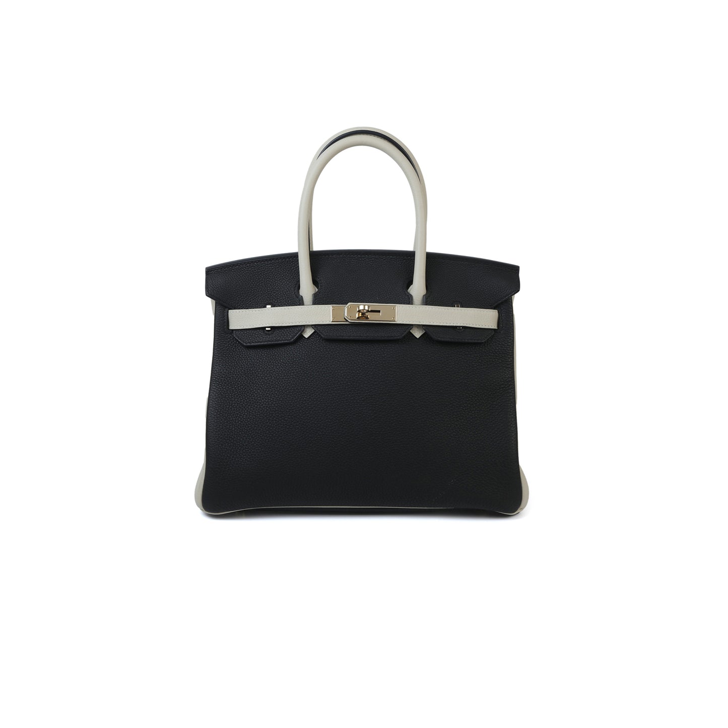 H**mes master birkin 25 black and white clemence bag 4212717702 (25*20*13cm)