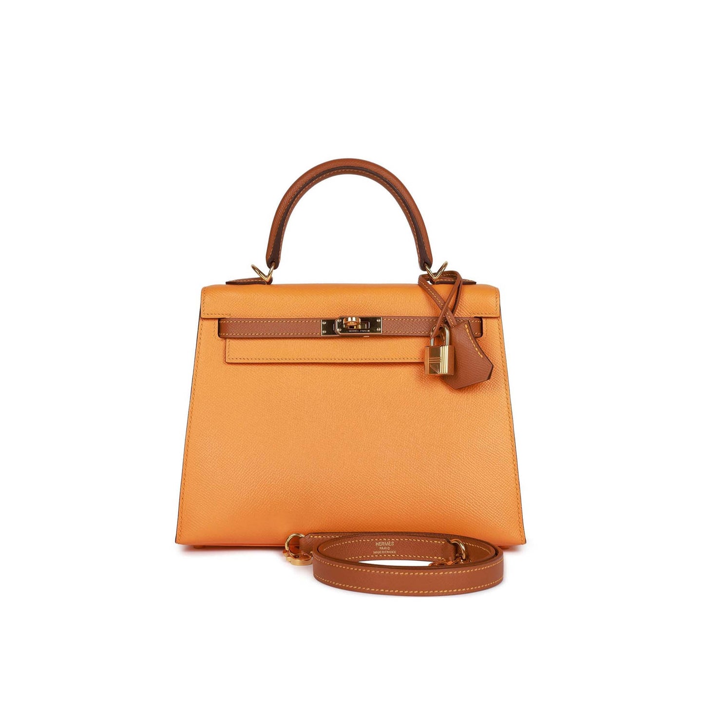 H**mes special order (hss) kelly sellier 25 jaune ambre and gold epsom gold hardware handmade (25*17*7cm)