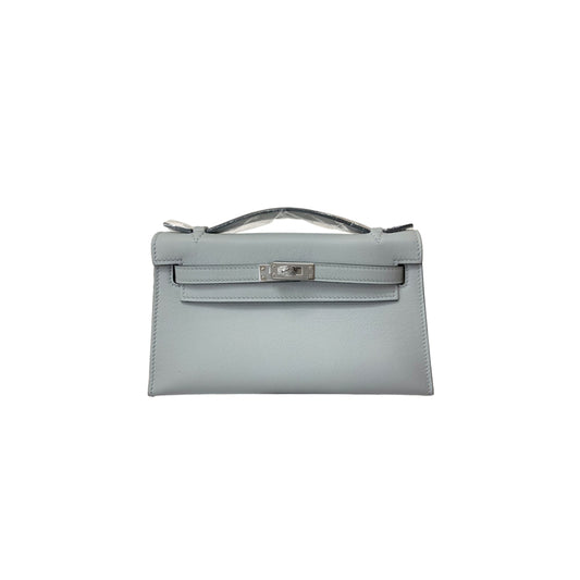 H**mes kelly swift linen blue silver buckle (22*14*7cm)