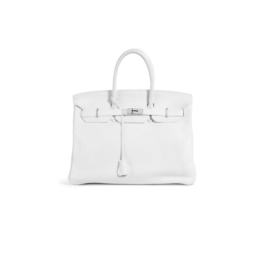 H**mes birkin 35 togo leather white silver buckle bag h028369ck01 (35*28*18cm)