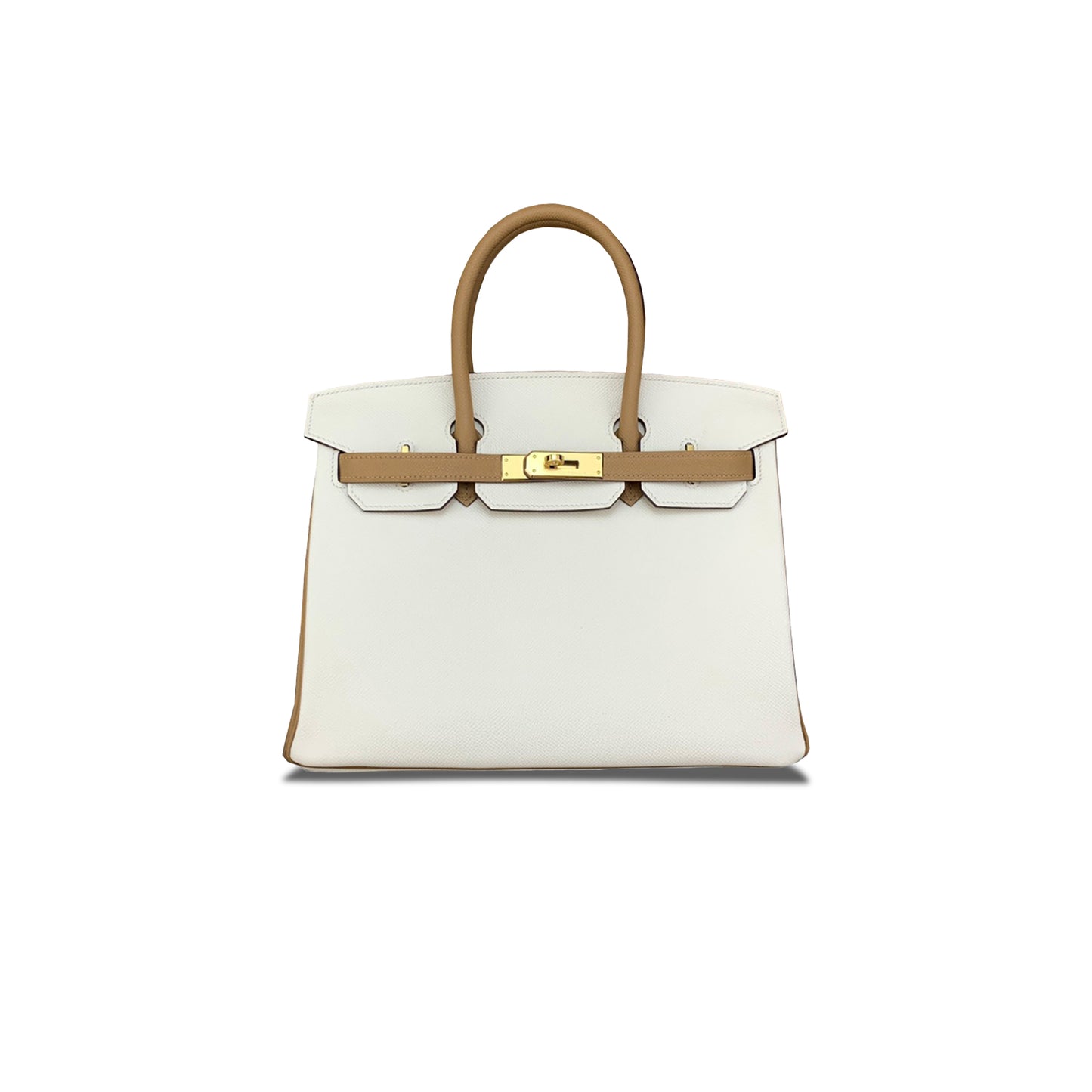 H**mes birkin 30 togo leather milkshake white biscuit color gold buckle handbag 2929278431 (30*23*15cm)