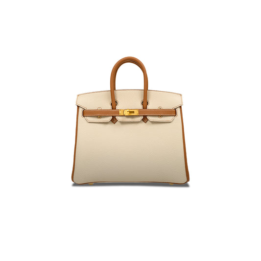 H**mes birkin 25 clemence leather milkshake white spelling horseshoe prints bk251037tgcz (25*20*13cm)