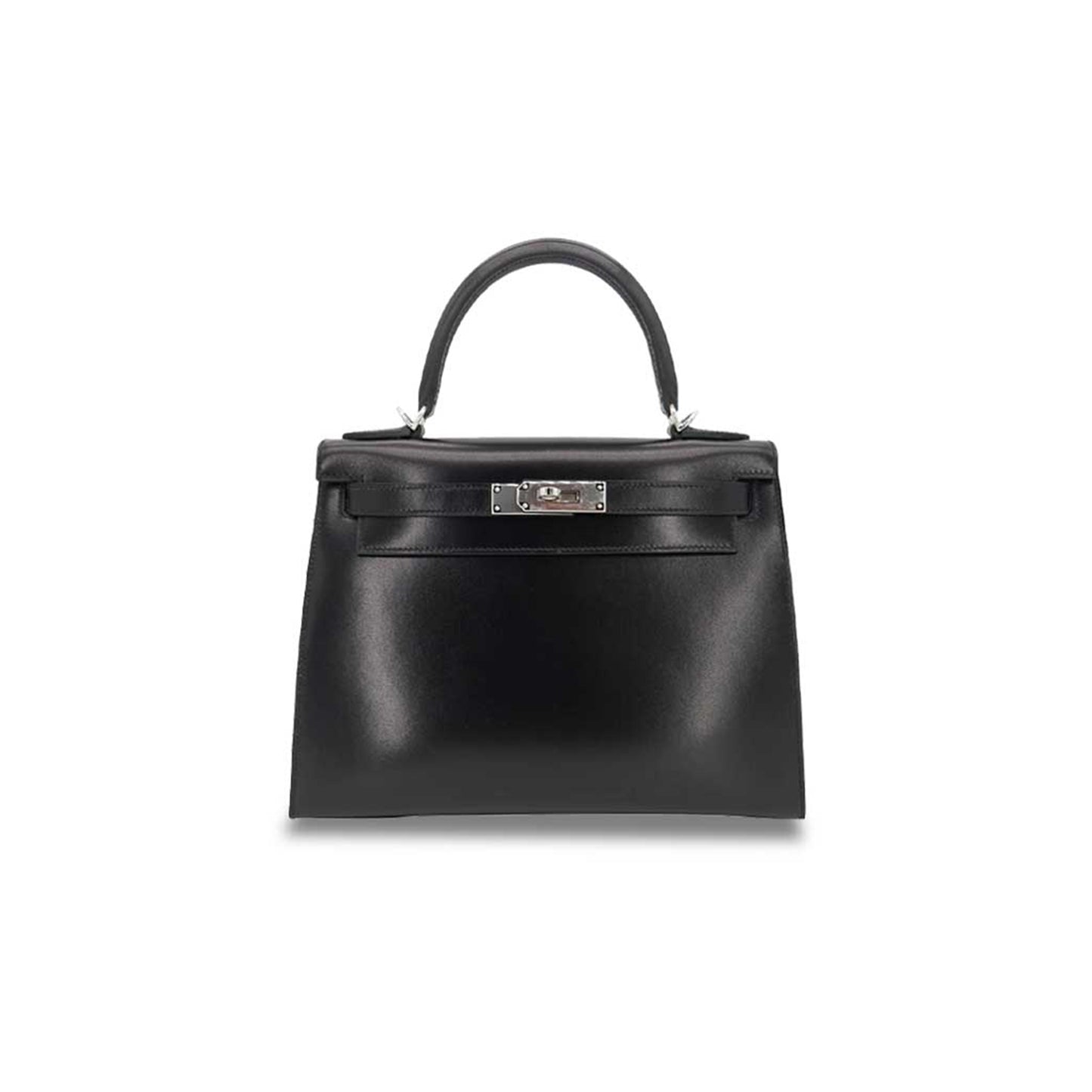 H**mes kelly 28 sellier black box calf leather palladium hardware (28*22*10cm)
