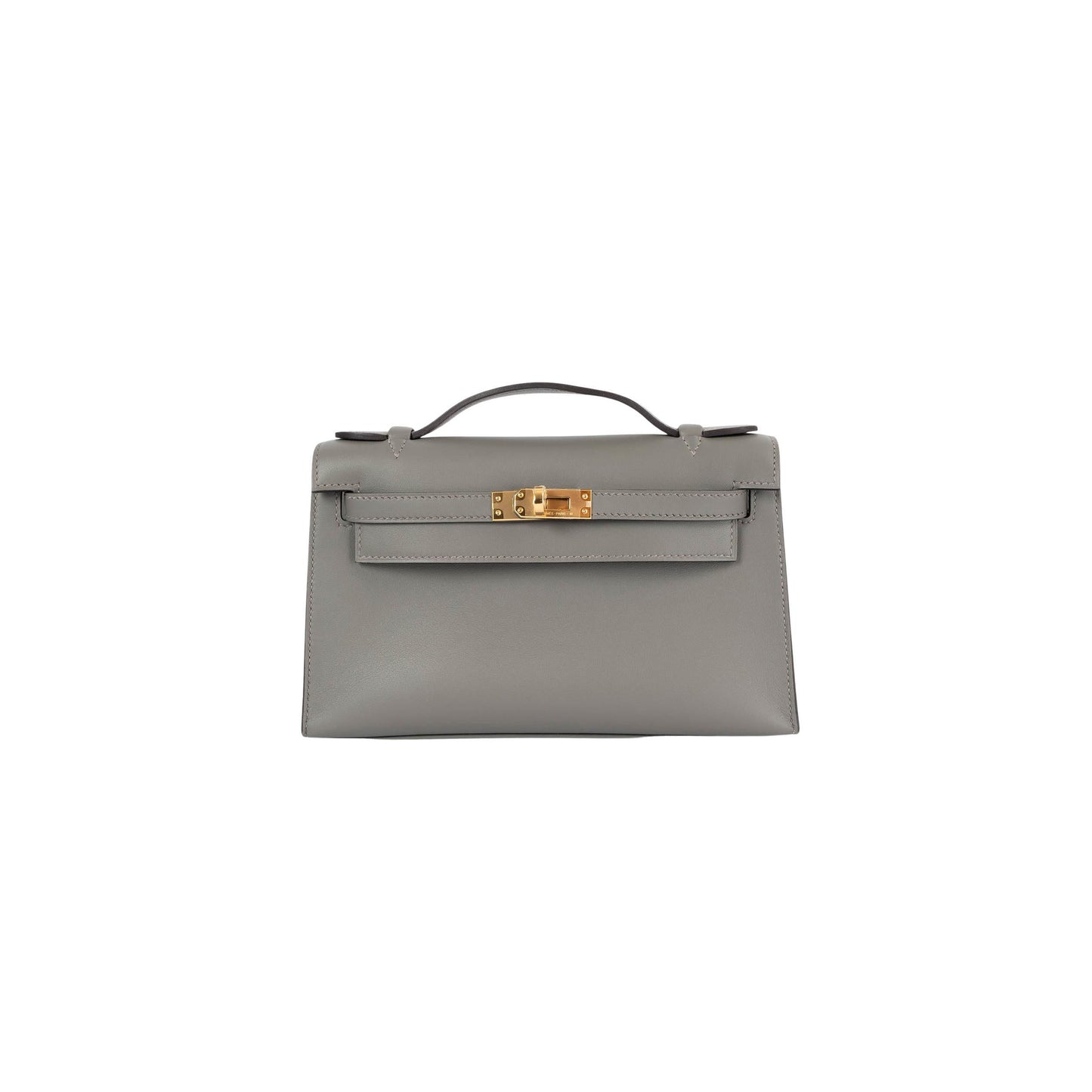 H**mes master gris meyer gray swift leather kelly pochette clutch bag w gold (22*14*7cm)