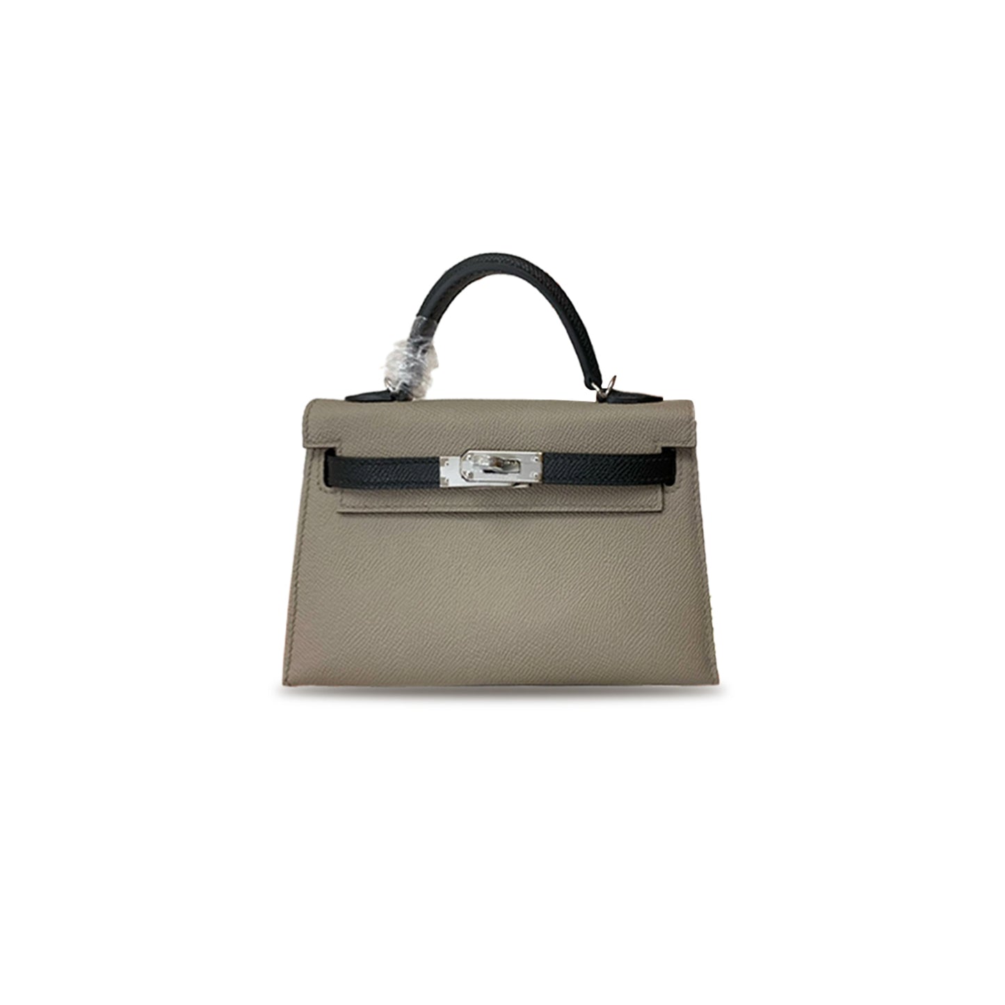 H**mes master mini kelly ii epsom turtledove gray with black silver buckle (19*12*5.5cm)