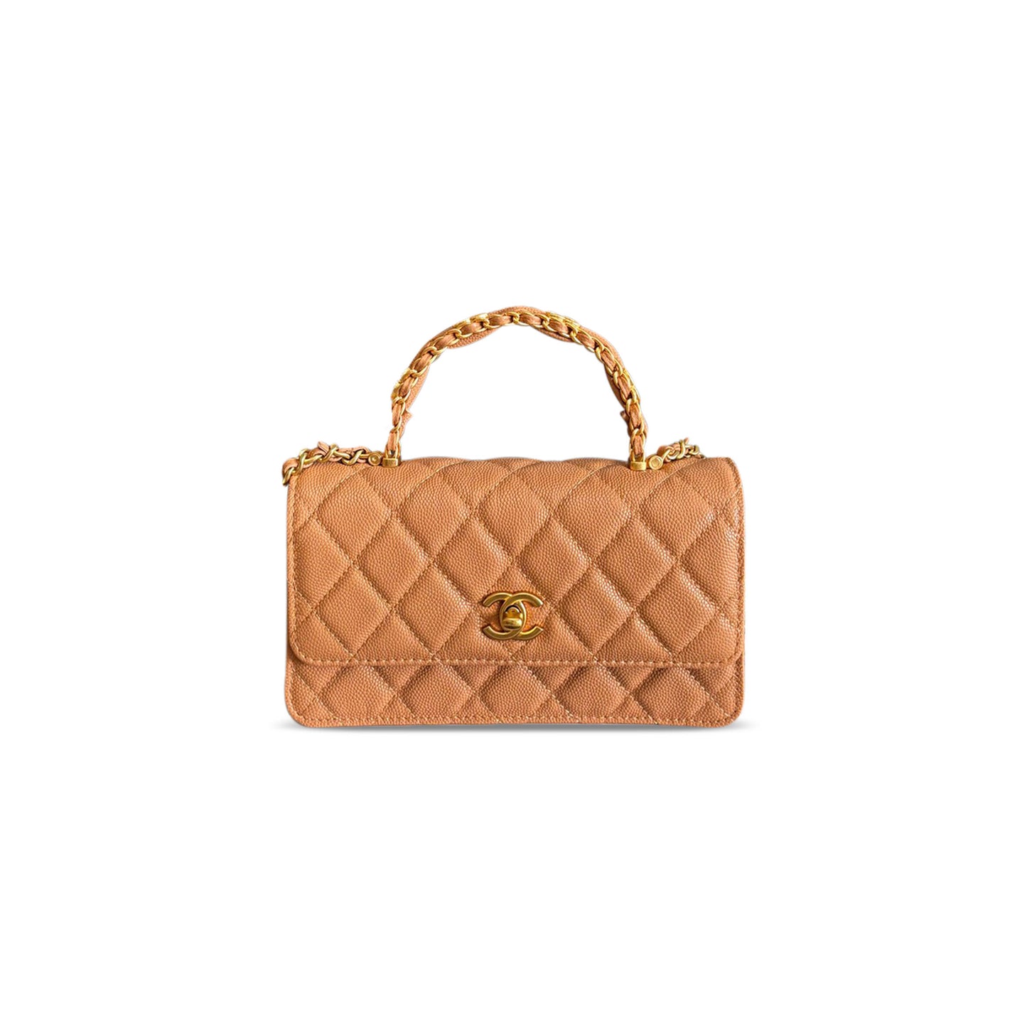Ch**el grained calfskin wallet on chain (19*12*3cm)
