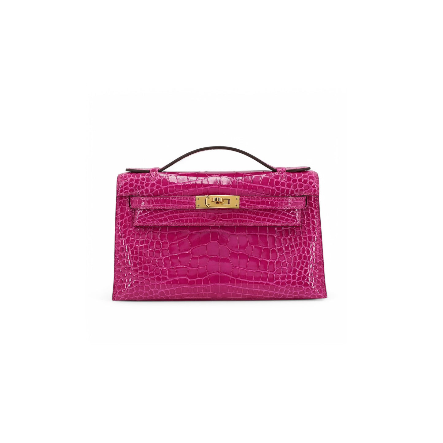 H**mes master kelly mini shiny crocodile leather gold buckle (22*14*7cm)