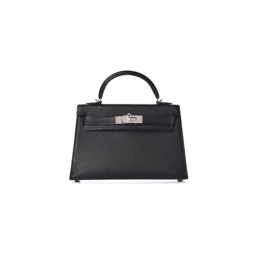 H**mes chevre mysore mini kelly ii sellier 20 black (19*12*5.5cm)