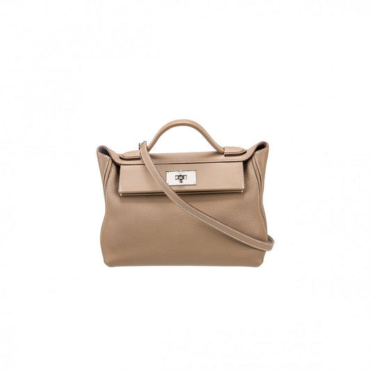 H**mes 24/24 29 clemence beige de weimar palladium hardware h075241cpat (29*24*15cm)