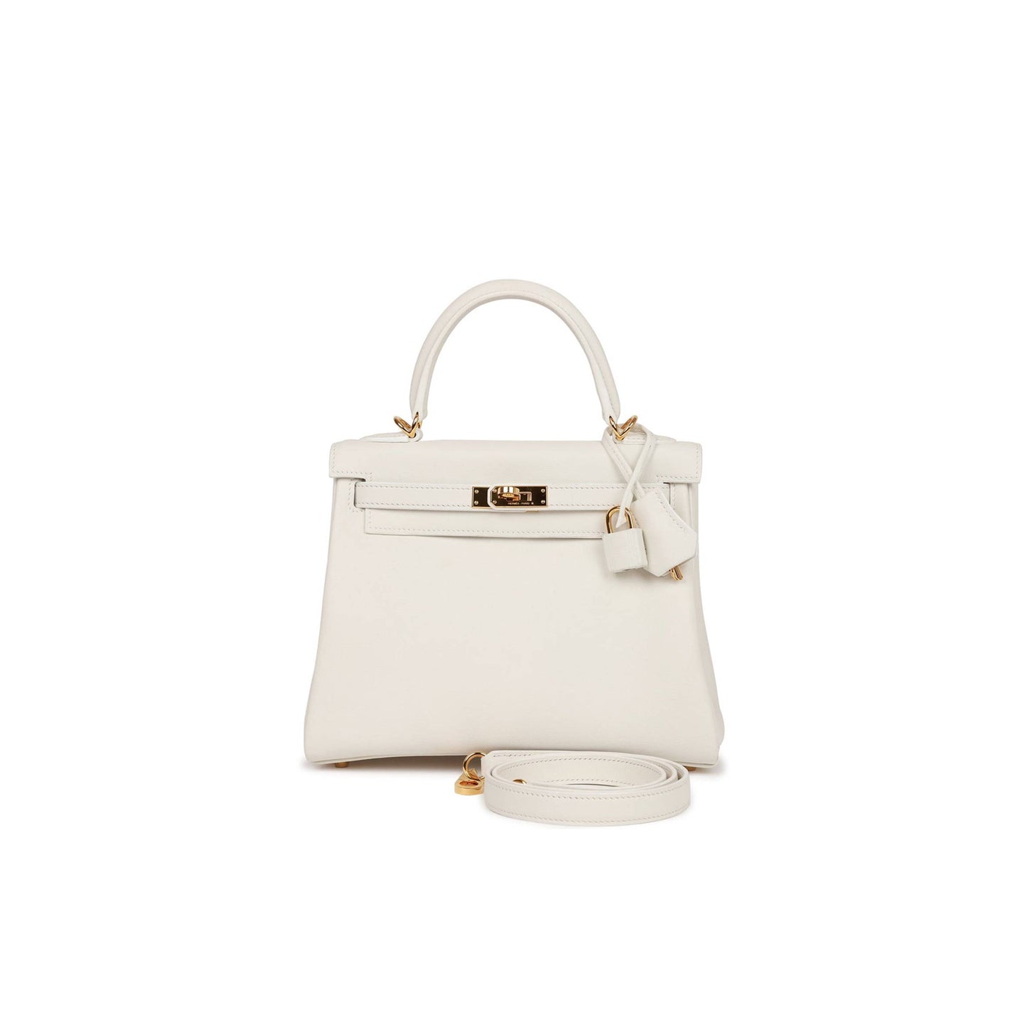 H**mes kelly retourne 25 white swift gold hardware handmade (25*17*7cm)