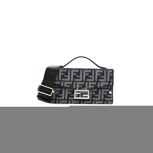 F**di fabric jacquard reactive jean denim vitello cover ff baguette soft trunk blue black (21*12*6cm)