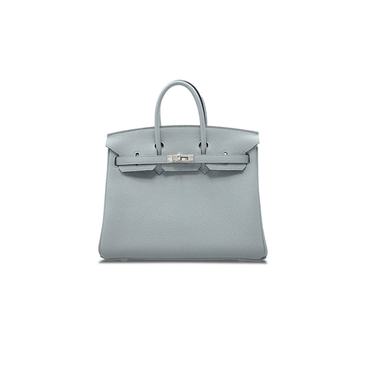 H**mes birkin 25 togo leather haze blue silver buckle bag bk258utgss (25*20*13cm)