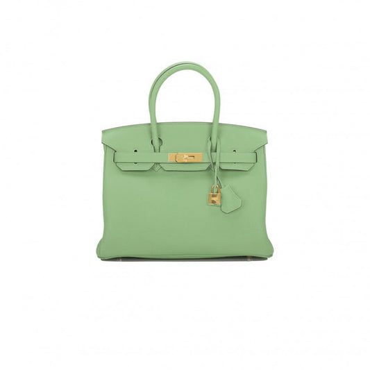 H**mes master vert criquet togo birkin 30 gold hardware 265317 (30*22*16cm)