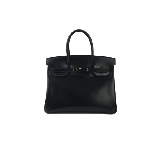 H**mes birkin 30 box leather black black buckle bag h079201ca89 (30*23*15cm)