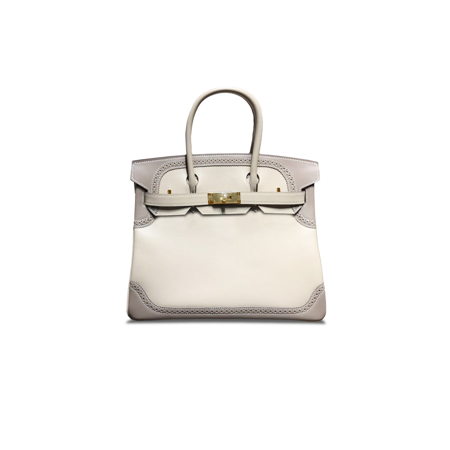 H**mes master birkin 30 swift and togo leather almond grey and elephant grey gold buckle h082653ck56 (30*22*15cm)