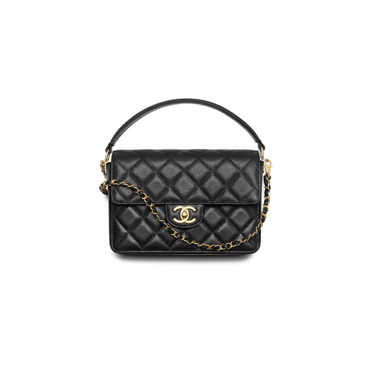 Ch*el master flap bag with top handle as5166 (16*11*4cm)