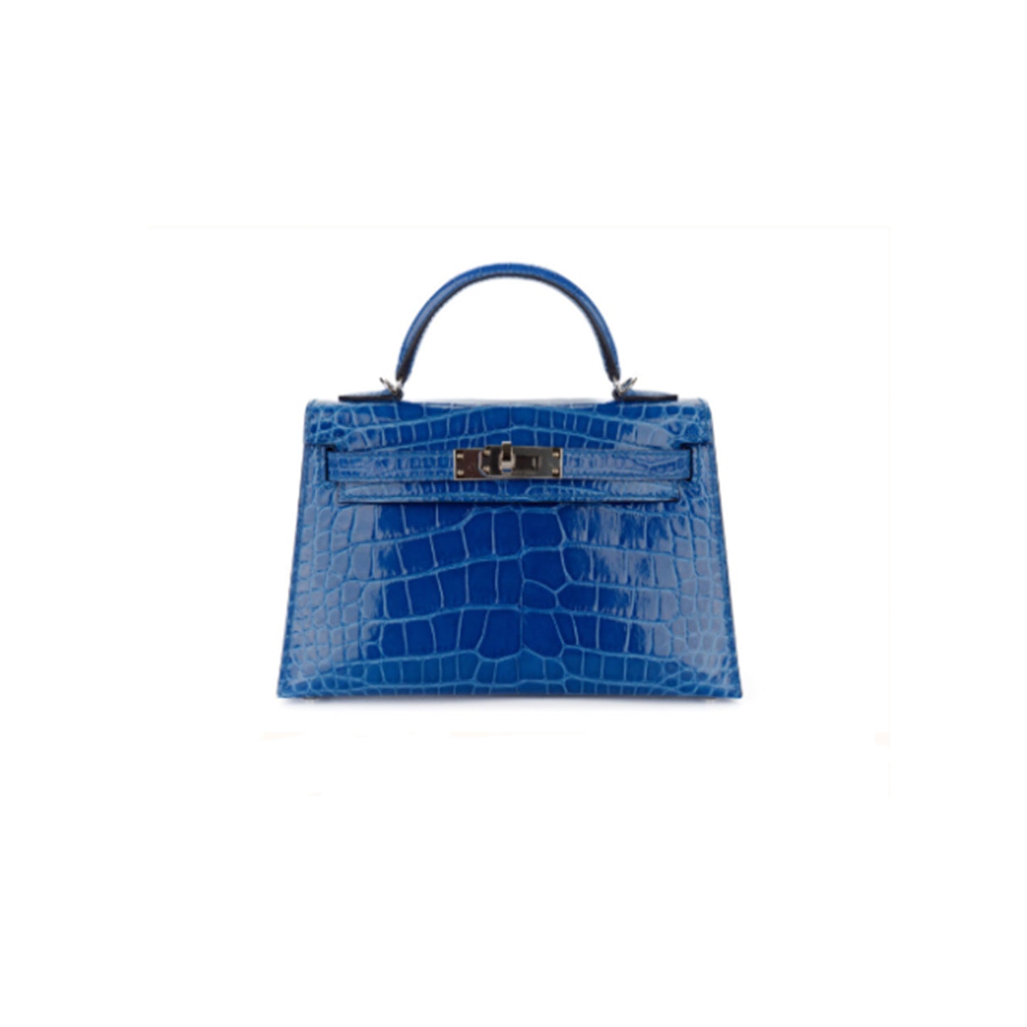 H**mes master mini kelly ii blue zellige i7 niloticus crocodile shiny (19*12*5.5cm)