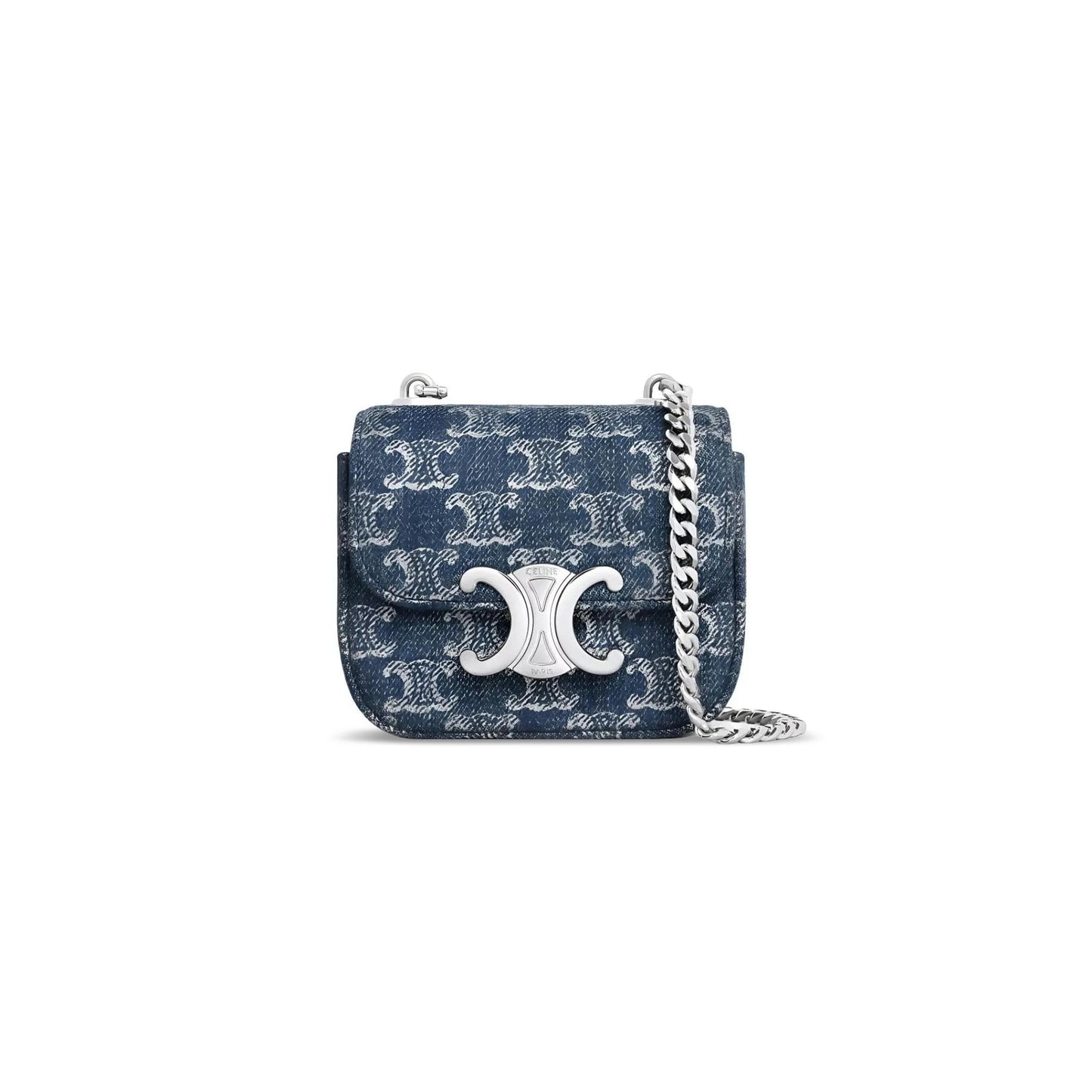 Ce1i*e mini chain claude in denim with triomphe 10l842fin.05ds (11*9.5*4cm)
