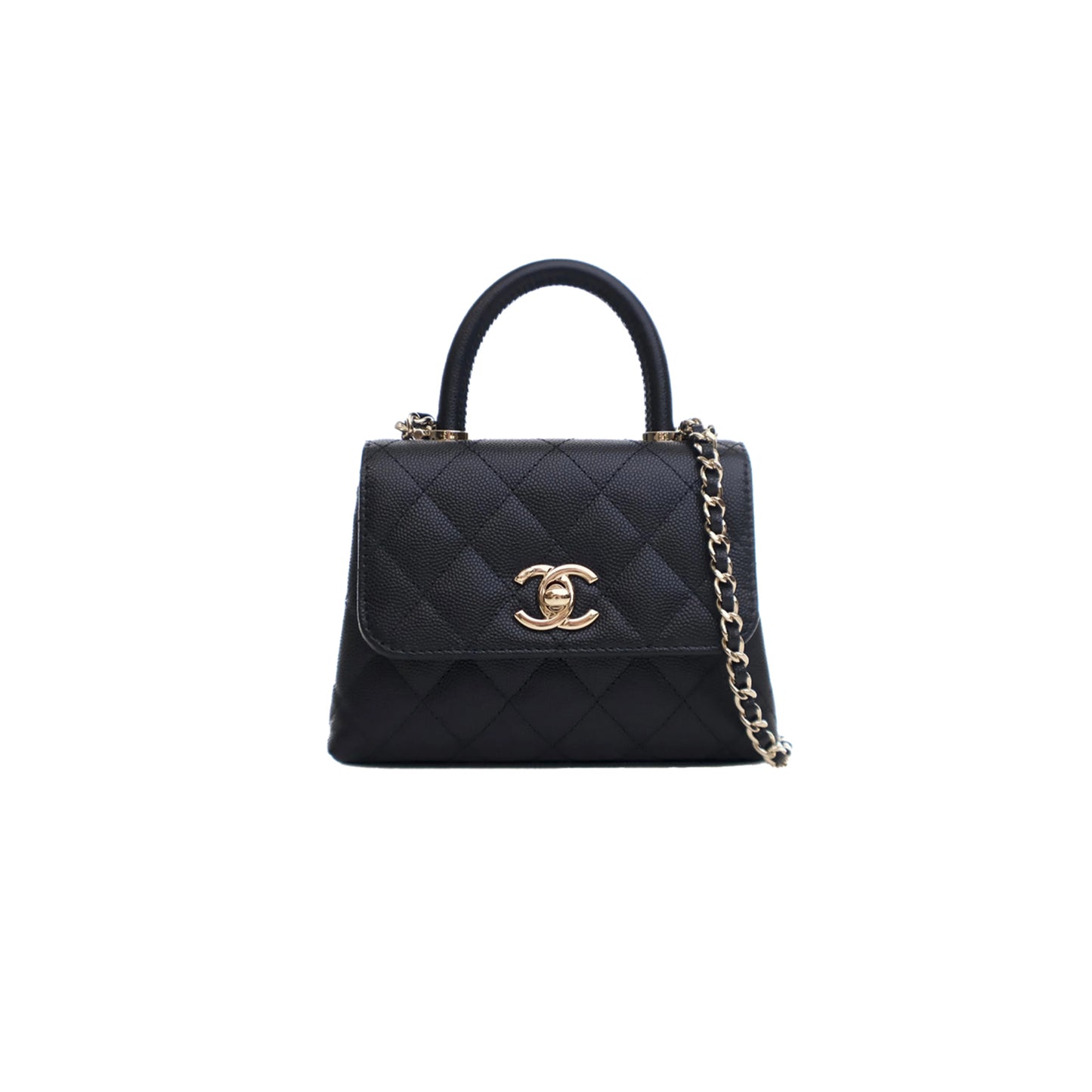 Ch*el master mini black caviar coco handle (14.5*11.5*5.5cm)