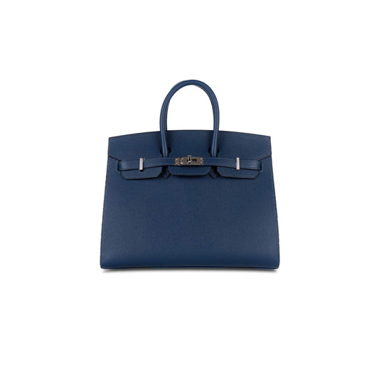 H**mes master birkin 25 epsom leather royal blue silver buckle bag 1274381 (25*20*13cm)