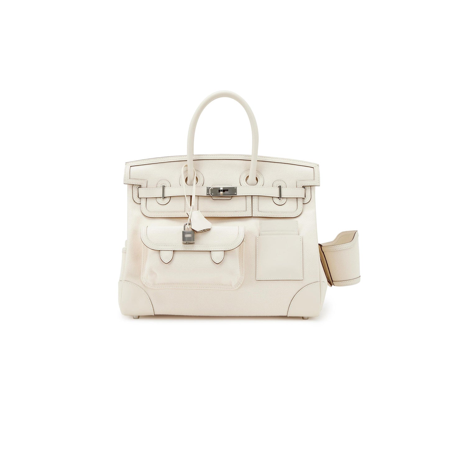 H**mes master birkin 35 canvas bag cream white vintage handbag 3021220872692 (35*27*18cm)