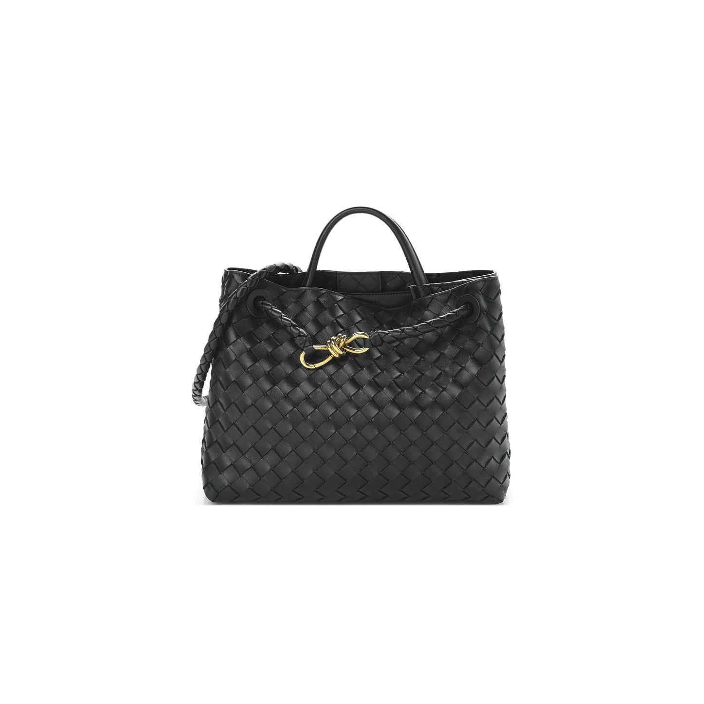 bo*te*ga Ve*ne*ta nappa intrecciato medium andiamo shoulder bag black (32*25*11cm)