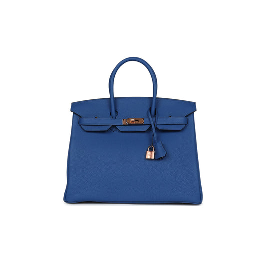 H**mes birkin 35 bleu royal togo rose gold hardware (35*28*18cm)