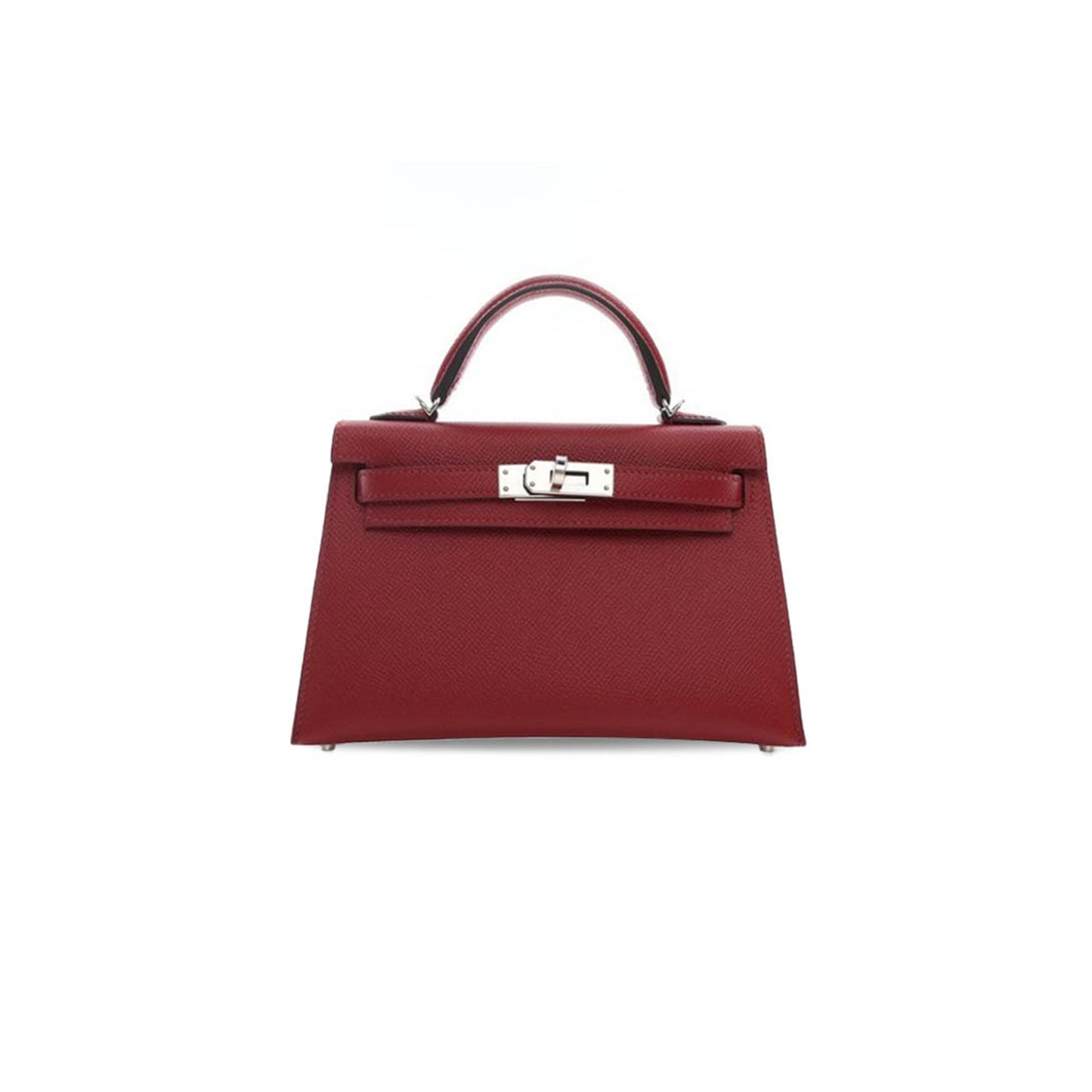 H**mes master mini kelly ii epsom burgundy silver buckle (19*12*5.5cm)
