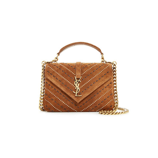 Y*L matelasse chevron studded medium college bag in suede 392737400526 (24*17*6cm)
