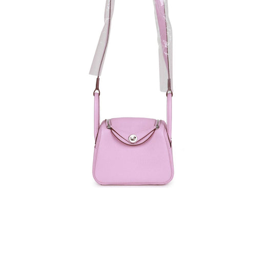 H**mes mini lindy mauve sylvestre clemence palladium hardware (19*12.5*9)