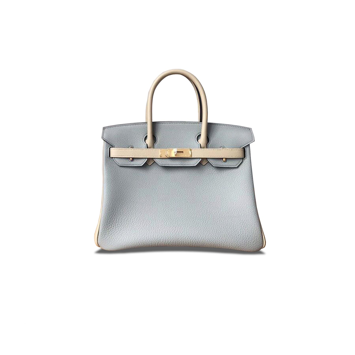 H**mes birkin 25 epsom seagull grey and milkshake white with gold buckle h028369ck12 (25*18*13cm)