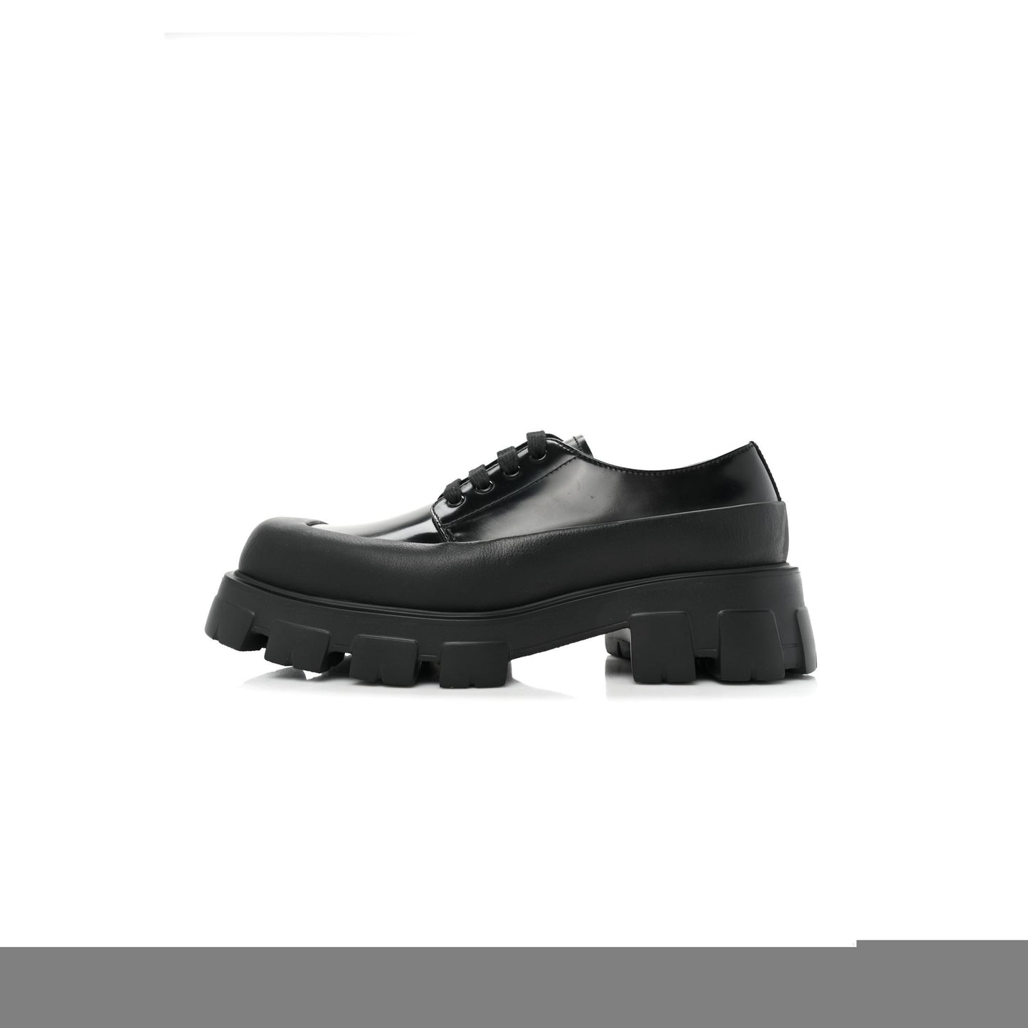 Pra*a spazzolato mens lace up 45mm derby loafers 8 black