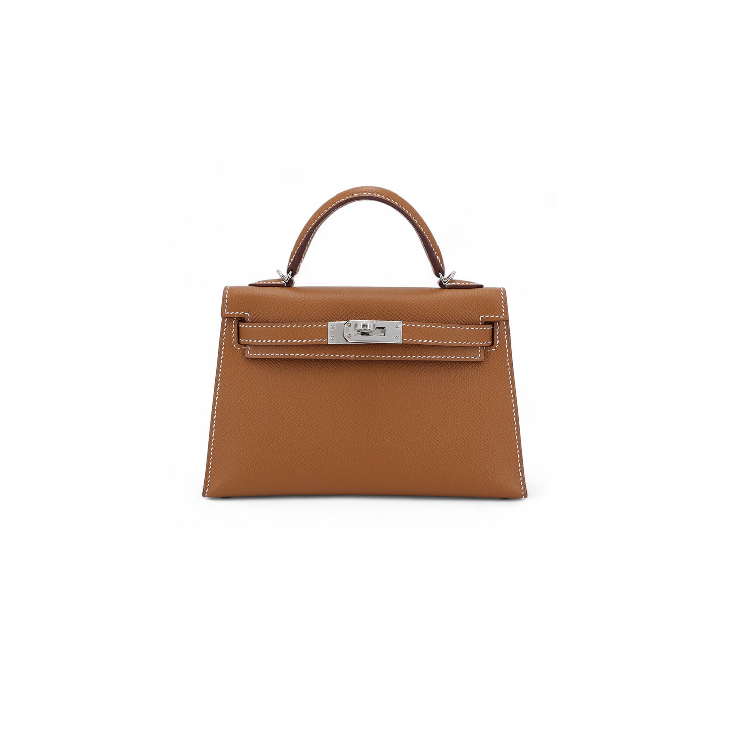 h**mes mini kelly second generation G01den brown epsom silver buckle (19*12*5.5cm)