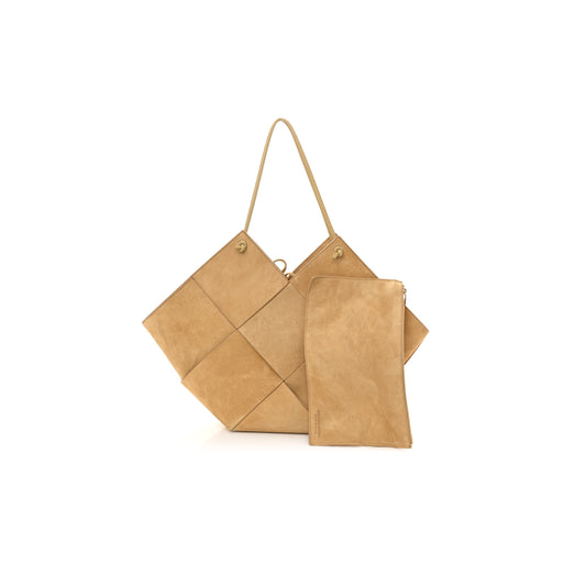 bo*te*ga Ve*ne*ta suede maxi intrecciato tote cane sugar tapioca 1428173 (32*17*9cm)