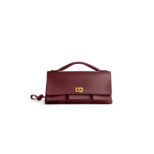 Ba1en*iaga women''s bel air clutch on strap small in dark burgundy 8349432abav6036 (26.9*13.9*5.3cm)