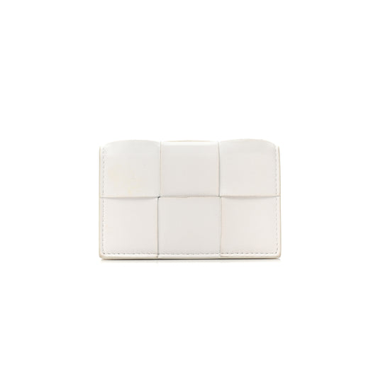 bo*te*ga Ve*ne*ta nappa maxi intrecciato card holder wallet white (12*8*3cm)