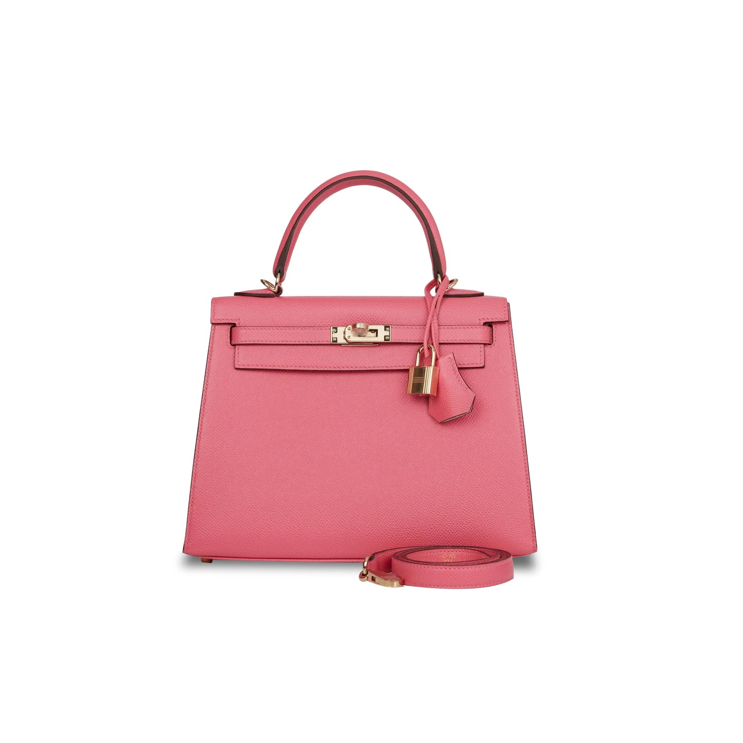 H**mes master kelly sellier 25 rose azalee verso epsom permabrass hardware (25*17*7cm)