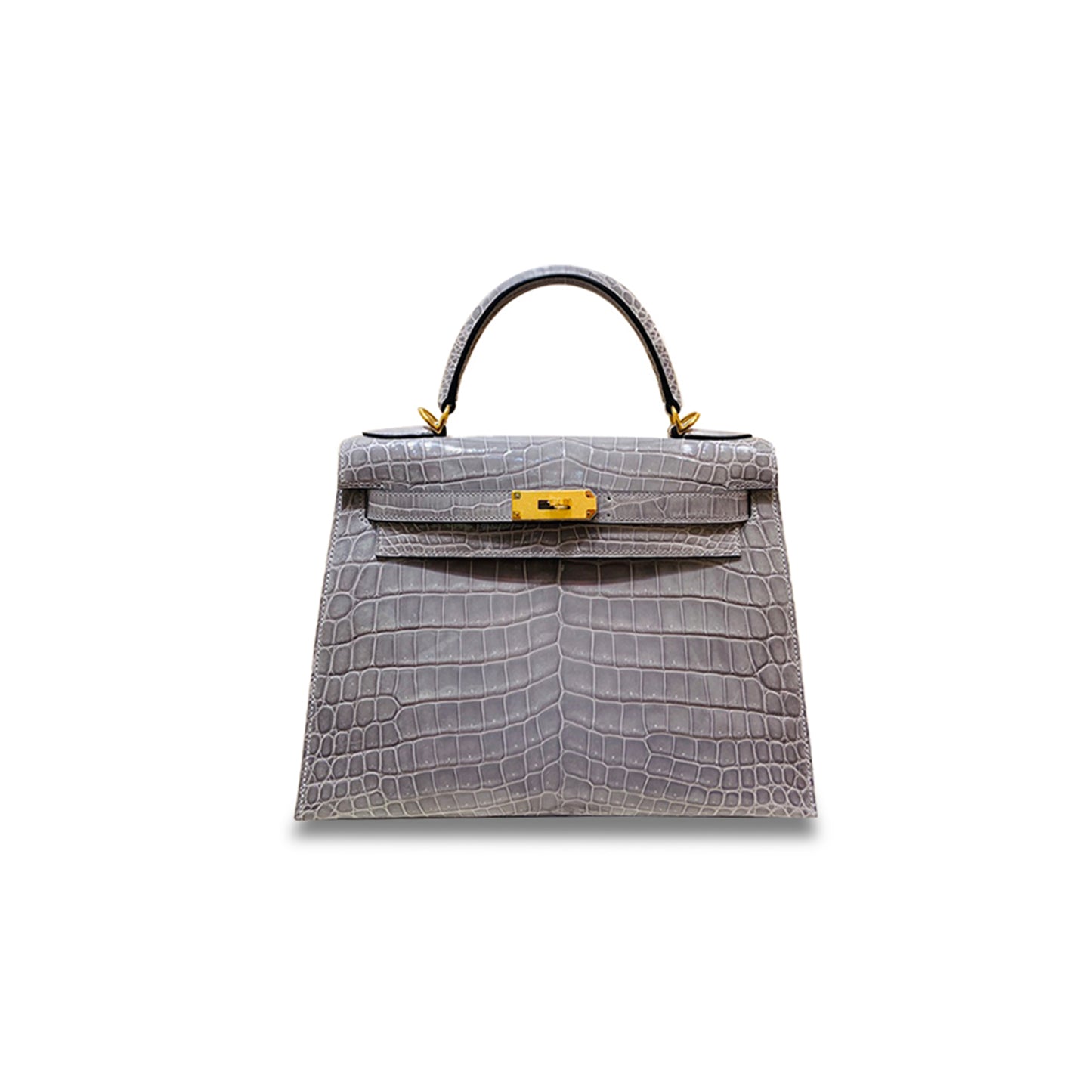 H**mes master kelly 28 alligator glacier grey gold buckle (28*22*10cm)
