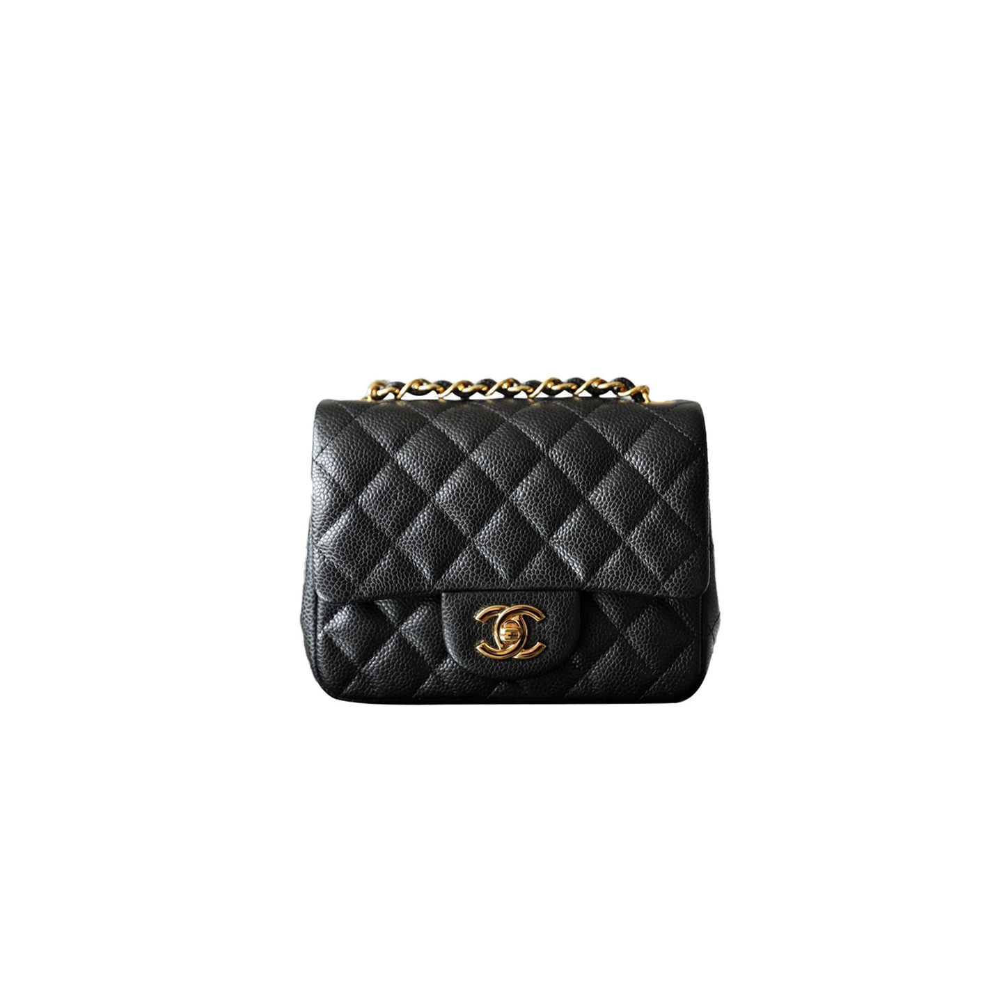 Ch*el master classic flap mini square fat black (17*13.5*8cm)