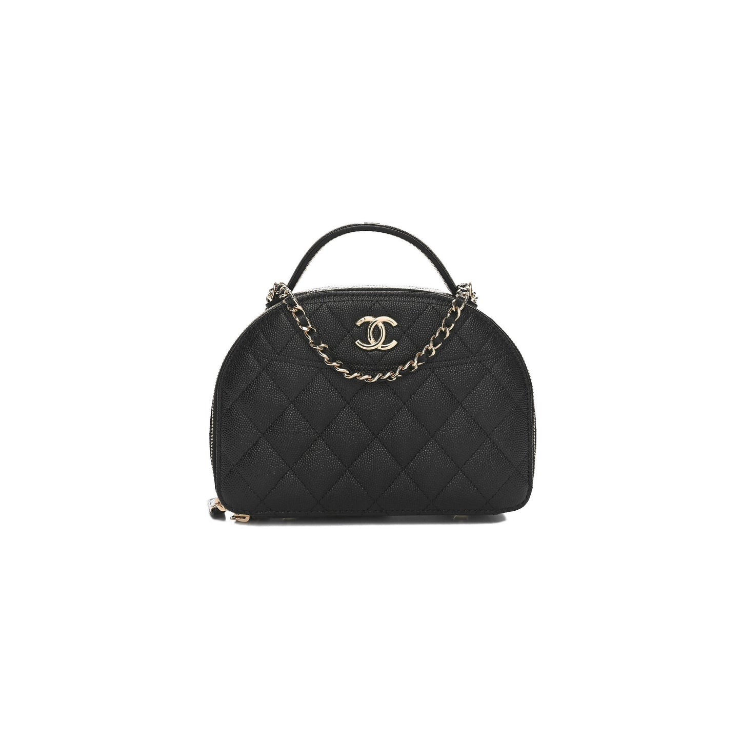 Ch**el caviar quilted top handle vanity case black (18.5*13*7cm)