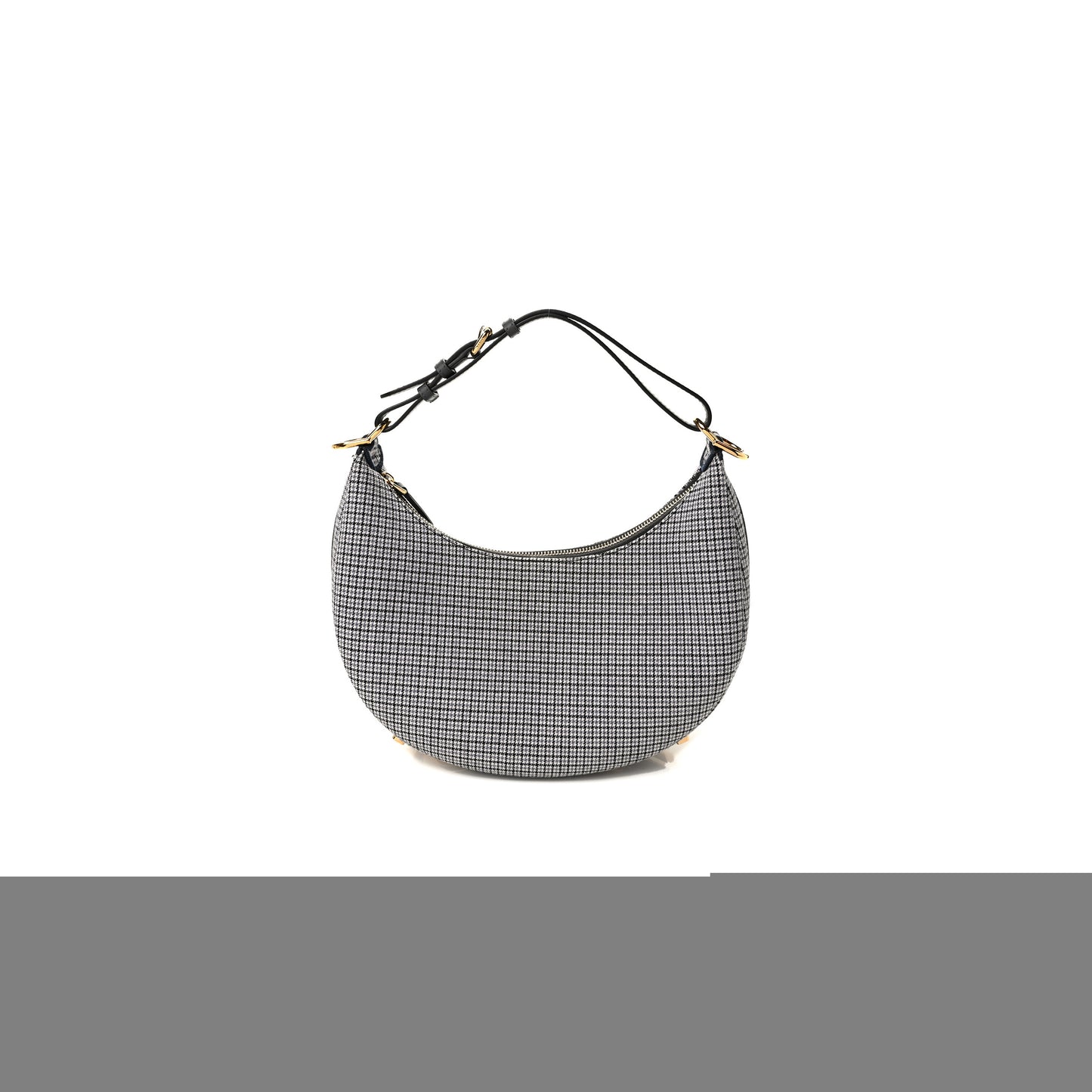 F**di wool vitello grace small houndstooth small F**digraphy hobo bag grigio anthracite (28*21*8cm)