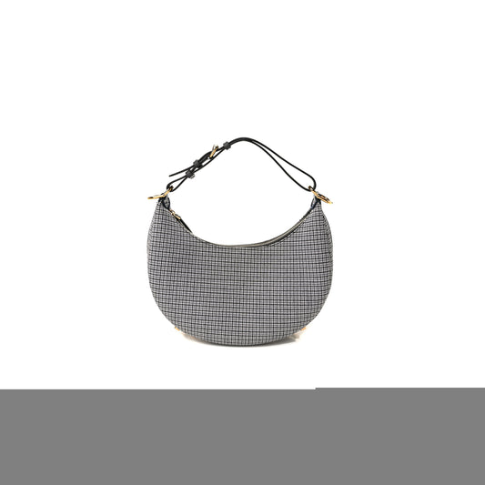 F**di wool vitello grace small houndstooth small F**digraphy hobo bag grigio anthracite (28*21*8cm)