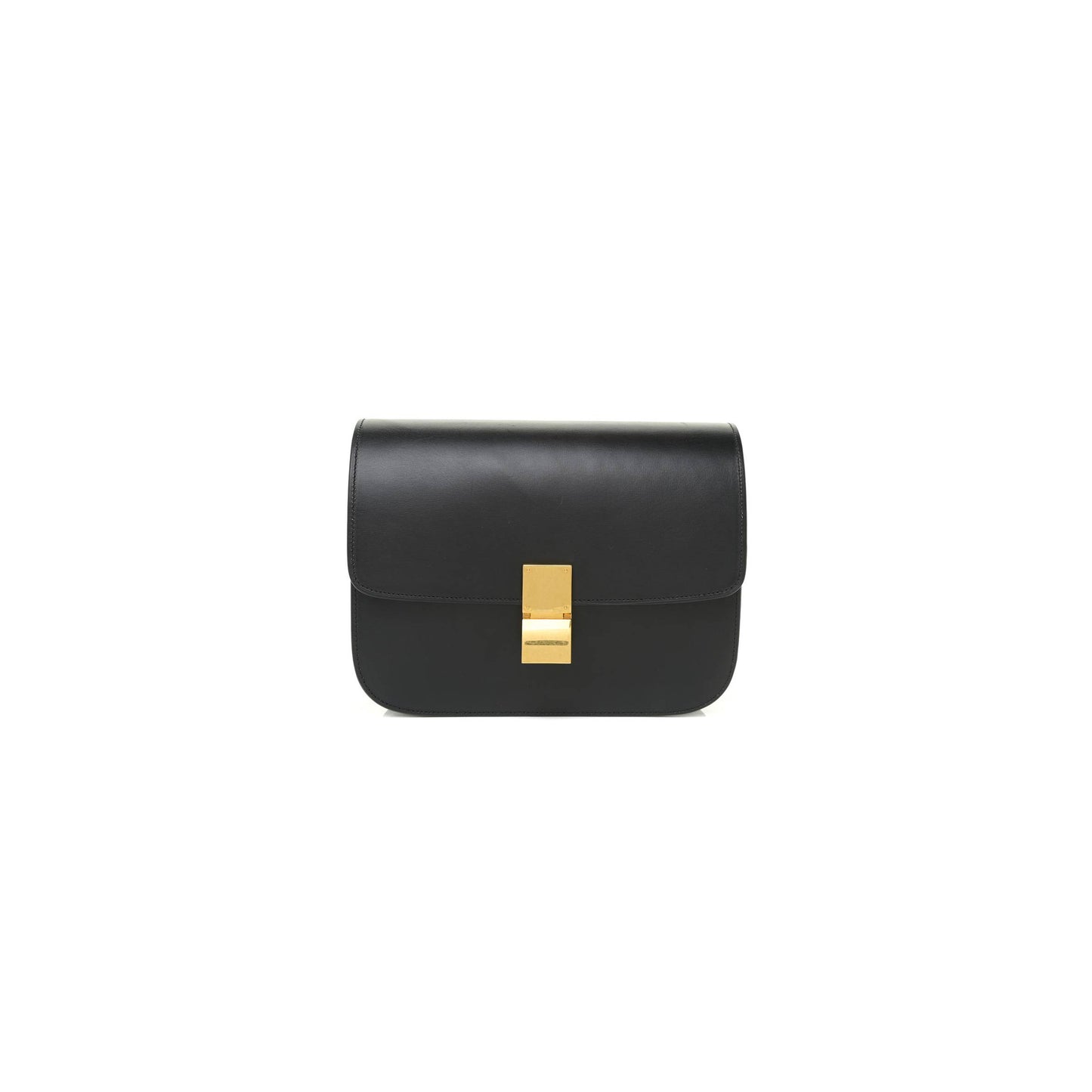 Ce1i*e box calfskin medium classic box flap bag black (23*18*7cm)