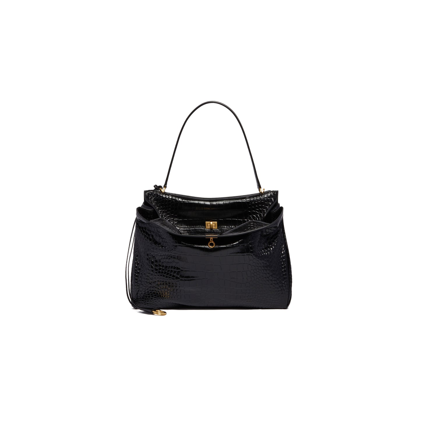 Ba*len*cia*ga women''s rodeo large handbag crocodile embossed in black 7897442aa5l1000 (39.8*29.9*12.9)